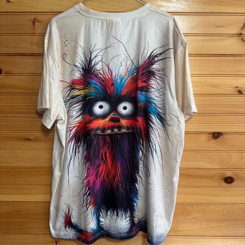 Casual Colorful Monster Graphic T-Shirt 3XL - Picture 4 of 4